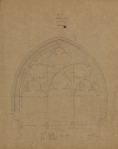216913 Afbeelding van het ontwerp voor het derde zuidelijke venster met tracering in het schip van de Jacobikerk te ...